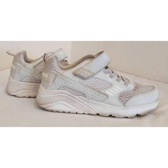 Skechers Girls' Uno Lite White Lace Up Sneaker Air-Cooled Memory Foam Size 3.5Y - Picture 2 of 7